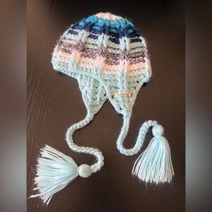 Volcom Striped Knit Kids Hat with Tassels